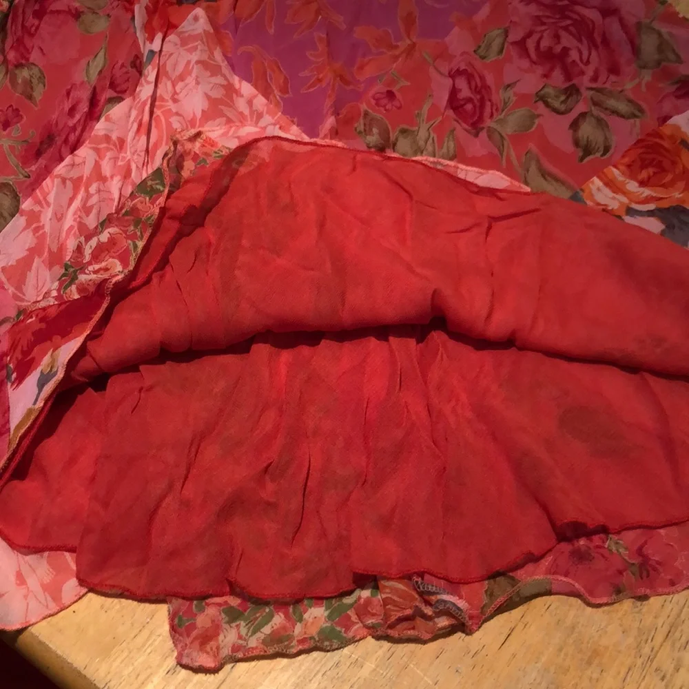 Coldwater creek melon/pink/red flowy skirt - Picture 5 of 6
